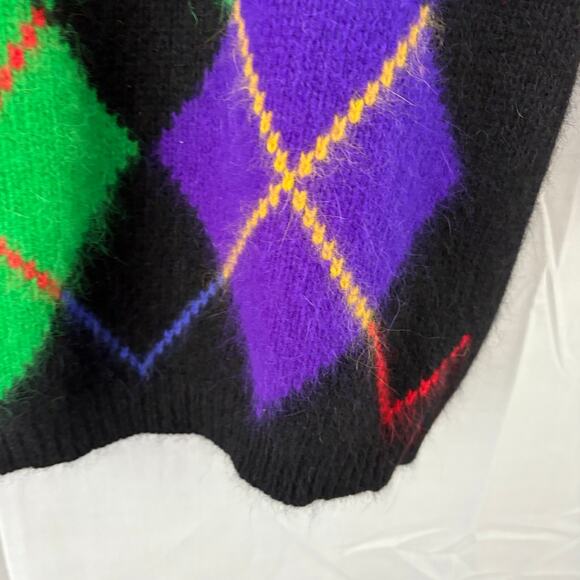 Vintage Rafaella Angora Rabbit Hair Lambswool Argyle Print Sweater Medium - Picture 3 of 5